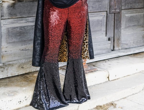Sparkle and Shine (high waist sequin) Red and black