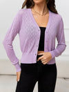 V-Neck Buttoned Long Sleeve Knit Top