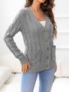 Button Down Cable-Knit Cardigan