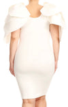White Midi Dress With Petal Sleeves