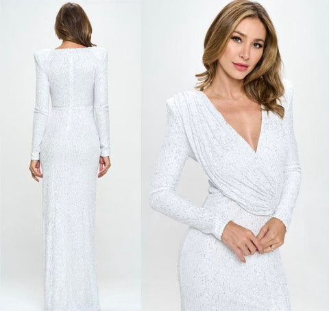 White Sequin Gown