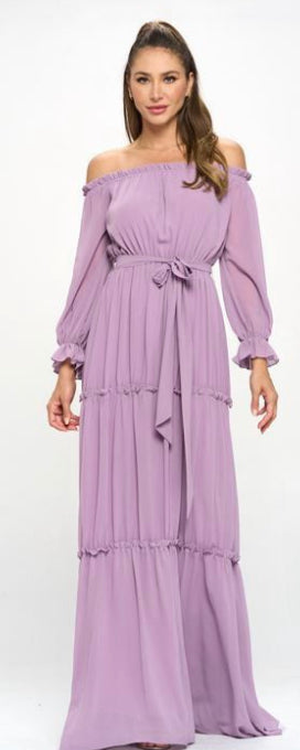 Purple Off Shoulder Maxi Dress