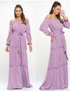 Purple Off Shoulder Maxi Dress