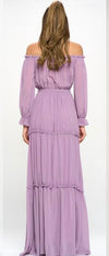 Purple Off Shoulder Maxi Dress